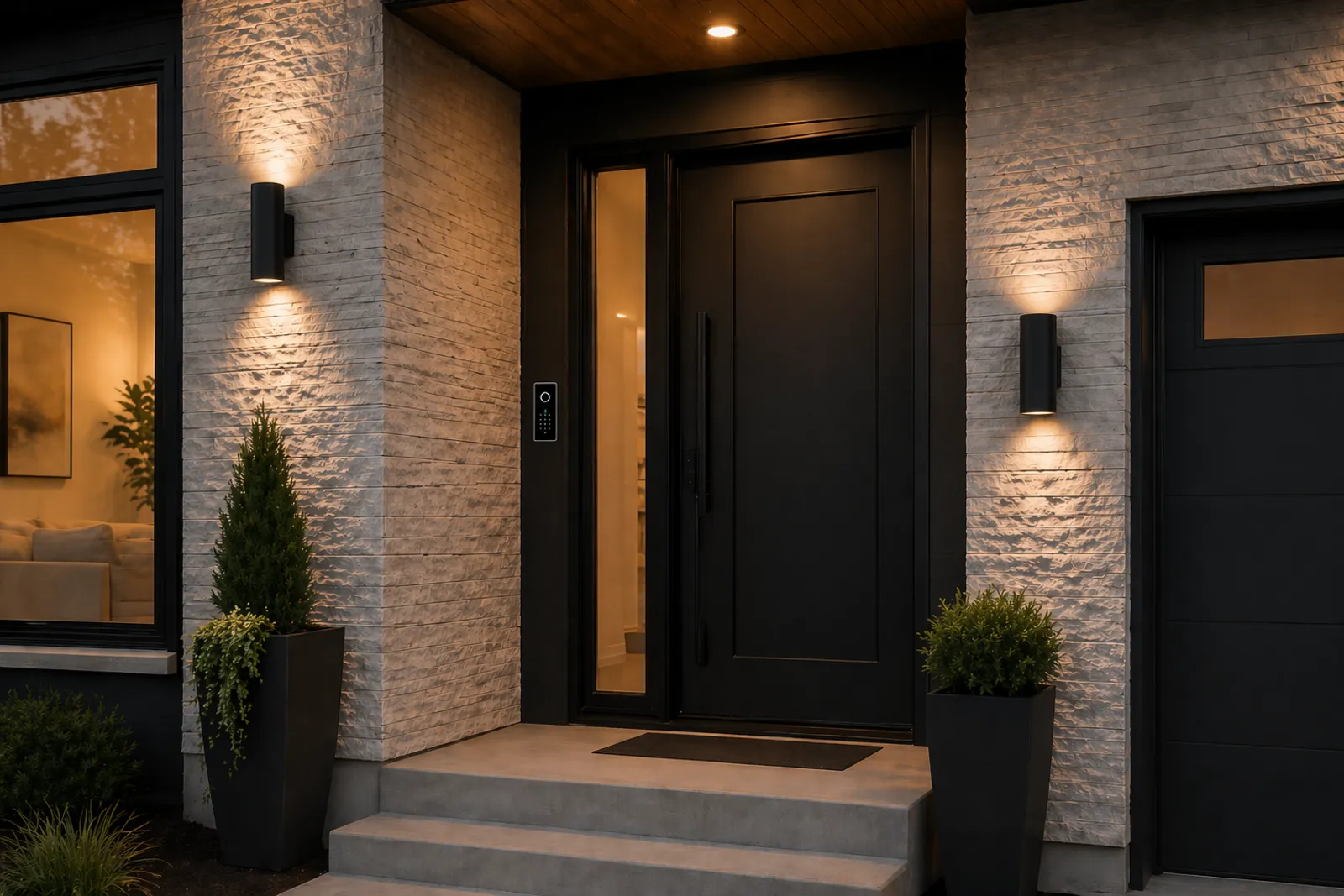 A front entry with a smart lock