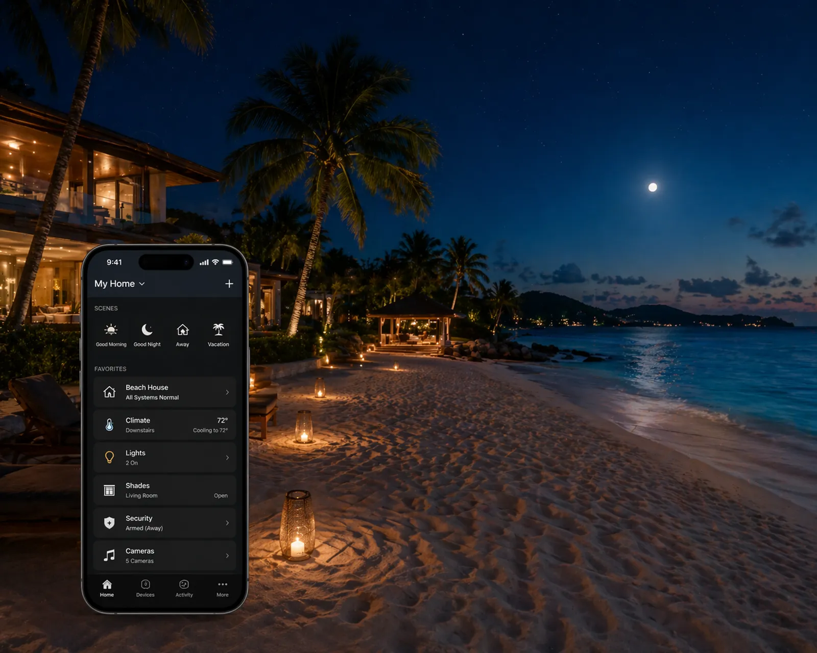 Controlling the home from a phone while away